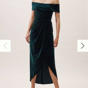 Anthropologie Edison Velvet Dress color Pine